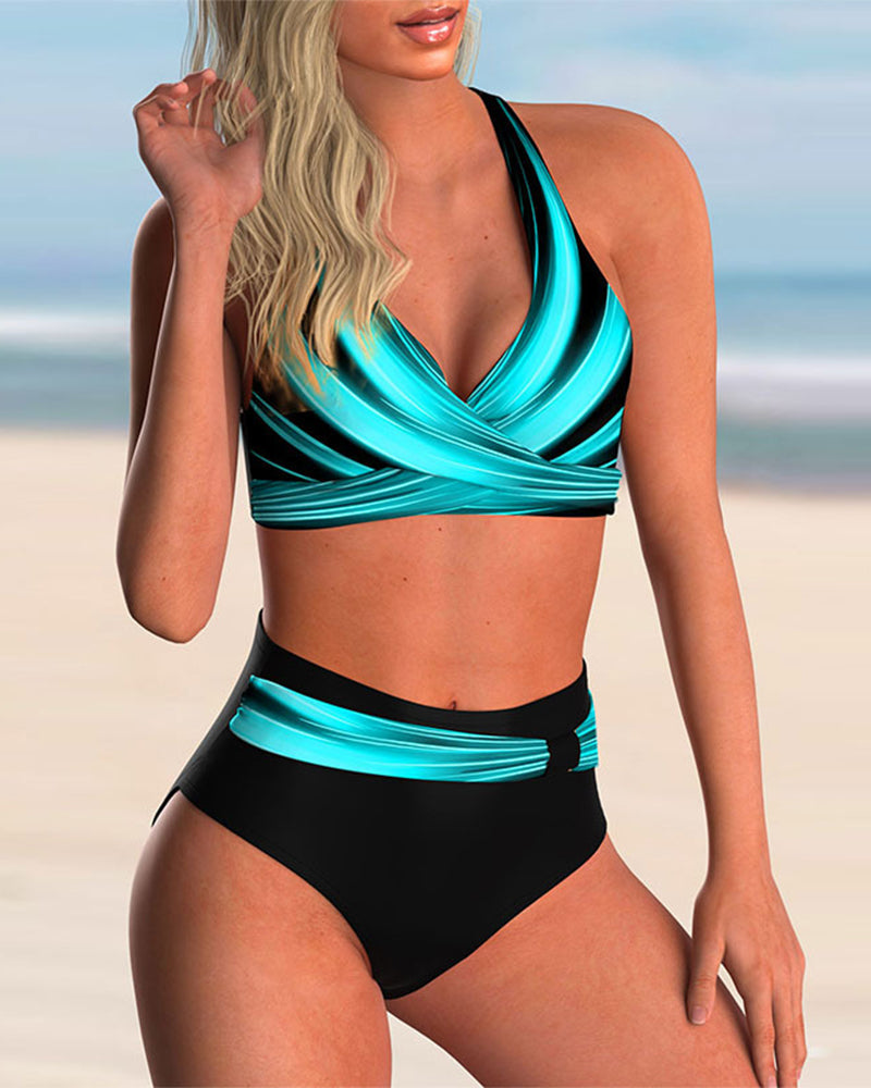 Liliana - Conjunto de Bikini con Escote Cruzado y Diseño Estampado