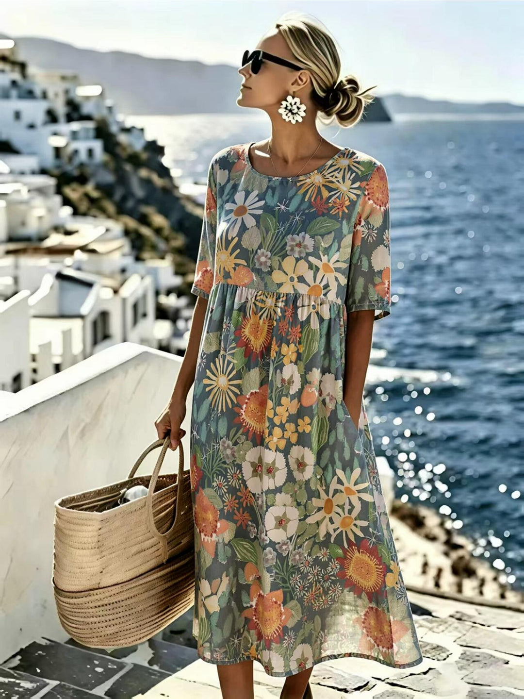 Evie™ - Elegante Vestido Midi Floral para el Verano
