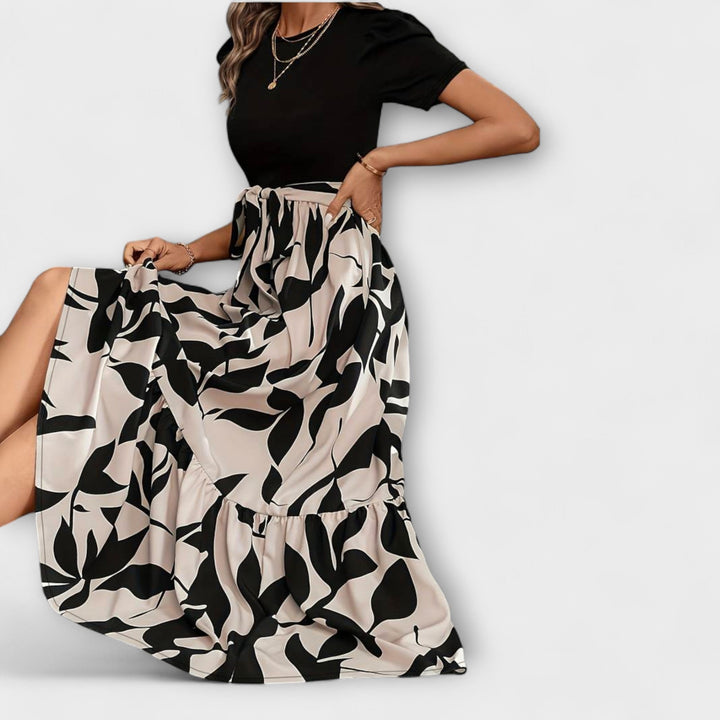 Luna - Vestidos de verano con estampado floral y escote redondo
