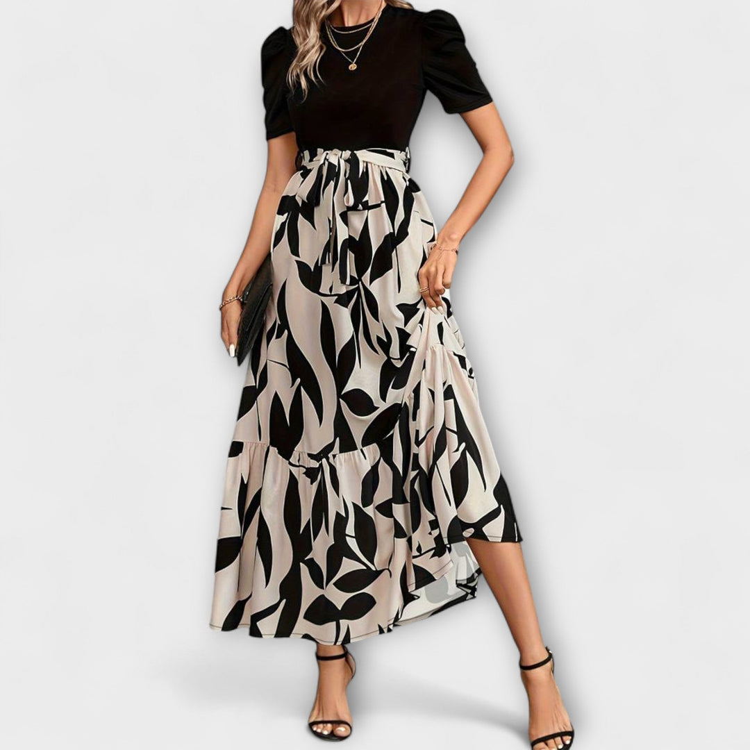 Luna - Vestidos de verano con estampado floral y escote redondo