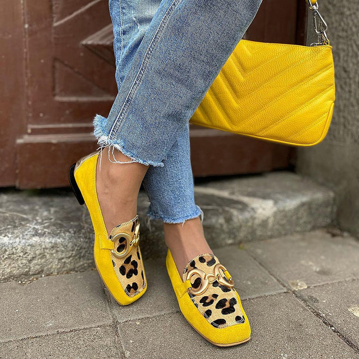 Caia™ - Mocasines de Cuero con Diseño de Leopardo