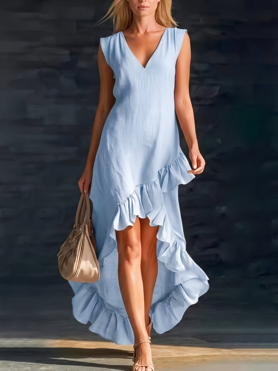 Sienna | Vestido Boho Asimétrico con Detalles de Volantes