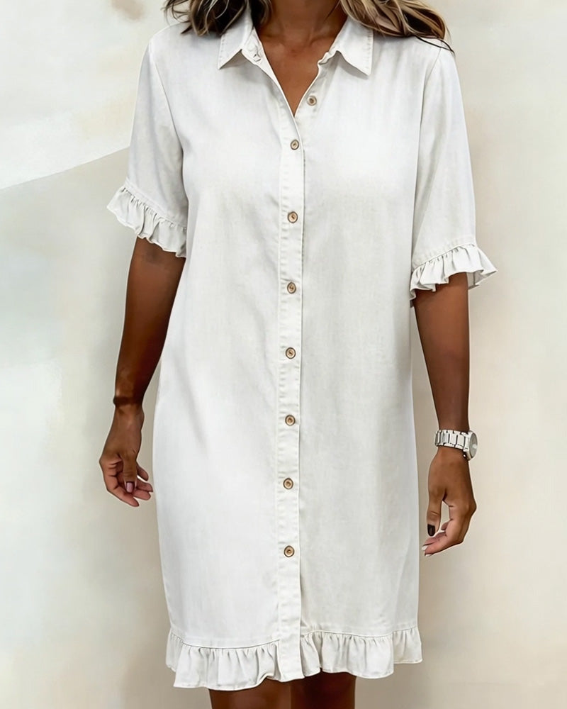 Clarissa® | Vestido de denim cómodo con pliegues favorecedores