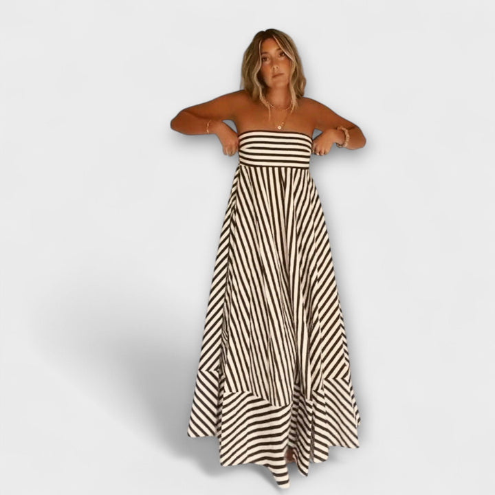 Vestido maxi Nocturnal Charm con volantes