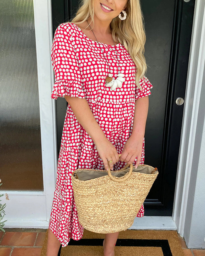 Vestido Midi de Lunares con Volantes