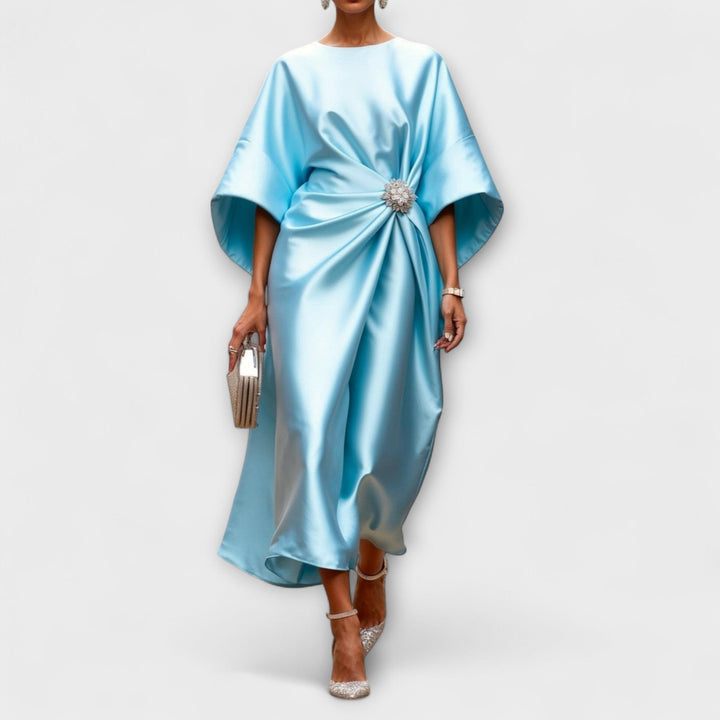 Vestidos maxi de satén de lujo con brillo