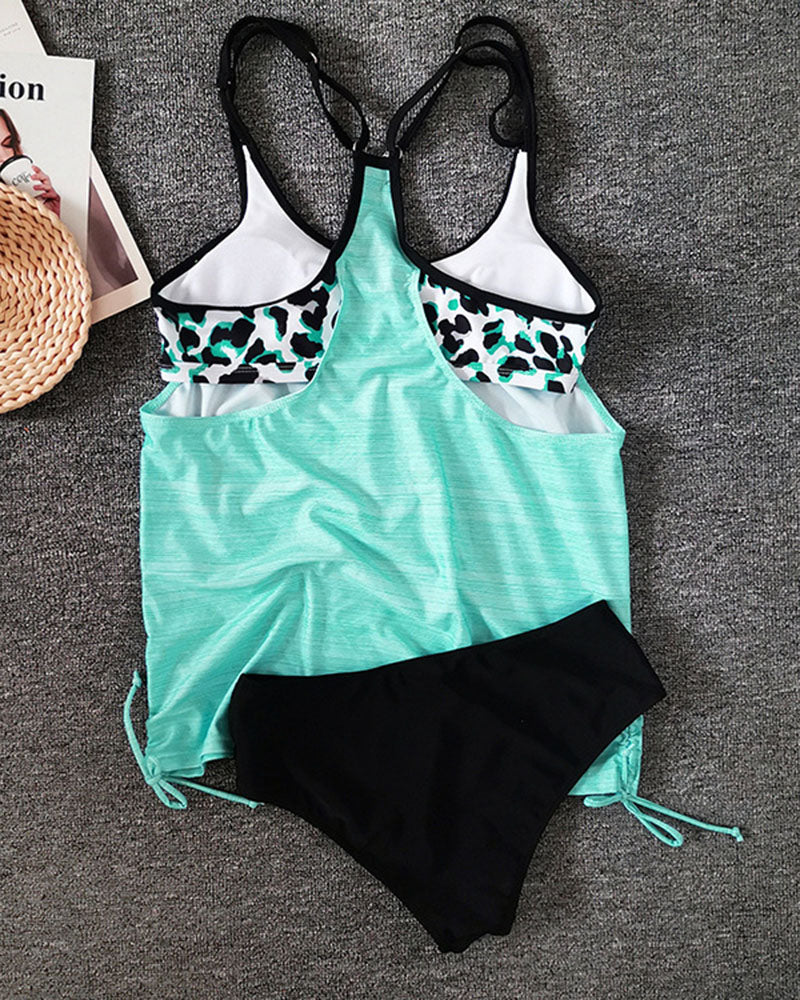 Augustus - Tankini Sólido con Diseño de Leopardo