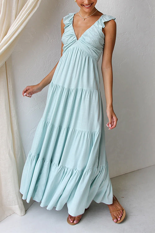 Juliet | Maxi Dress with Ruffles and V-Neck