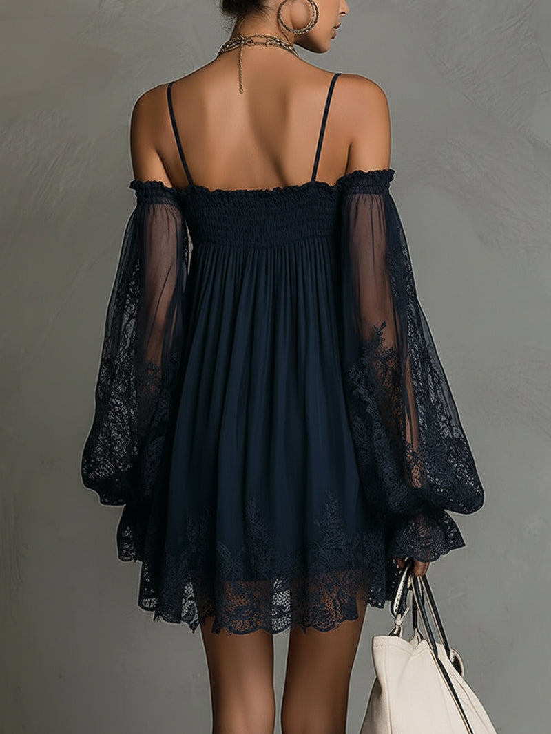 Noemi | Minivestido de gasa en azul marino