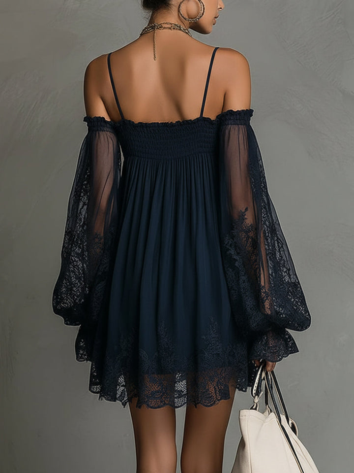 Noemi | Minivestido de gasa en azul marino