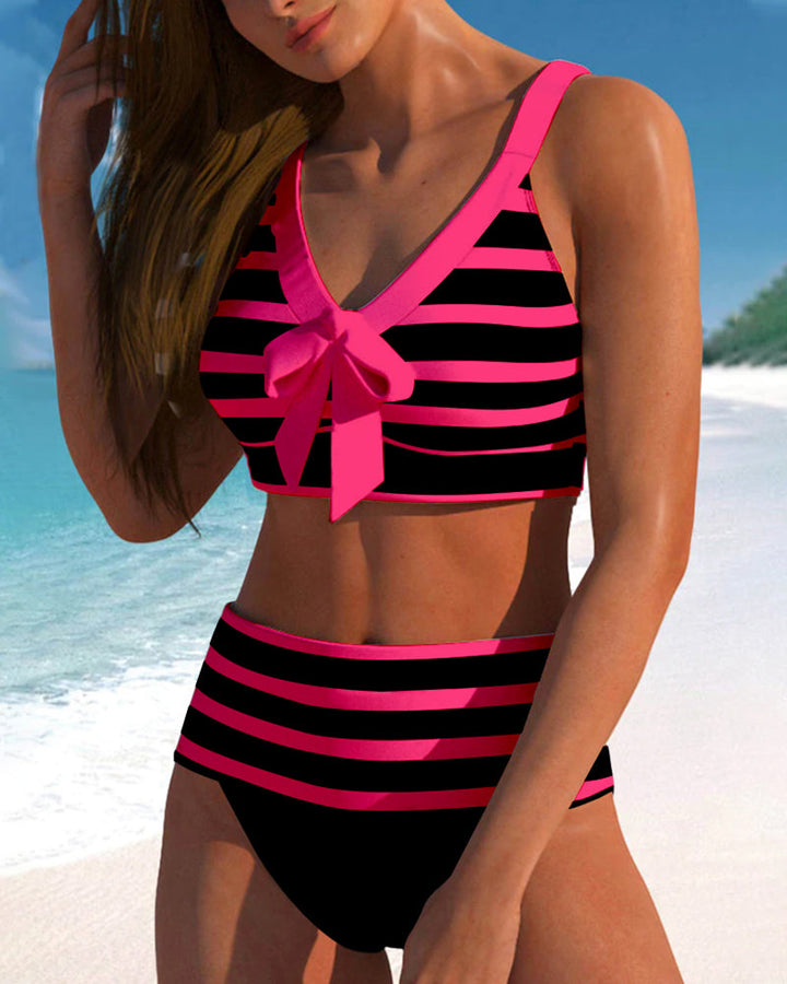 Laluna® | Bikini de Rayas de Cintura Alta