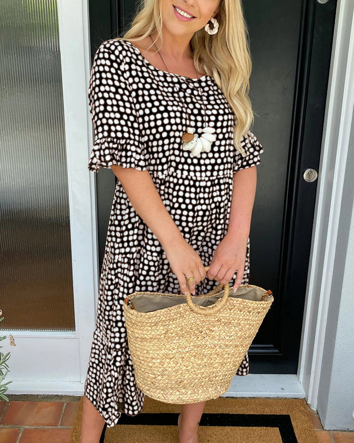 Vestido Midi de Lunares con Volantes