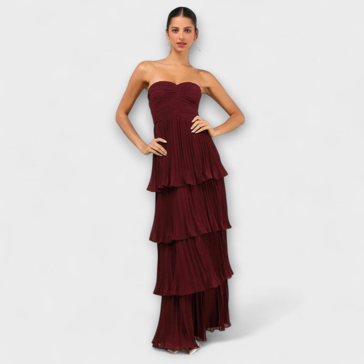 Lorena - Vestido maxi sin tirantes con plástico