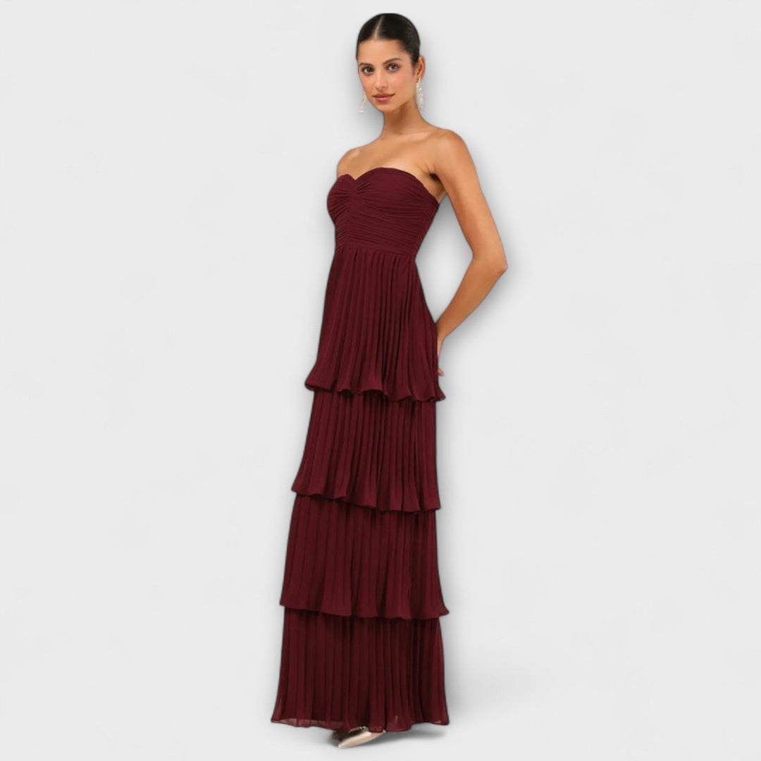 Lorena - Vestido maxi sin tirantes con plástico