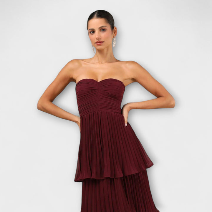 Lorena - Vestido maxi sin tirantes con plástico