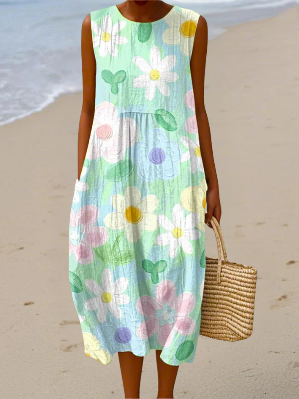 Erin | Vestido Midi de Flores en Tonos Pastel