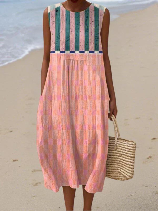 Lily | Vestido Midi Rayado en Colores Pastel