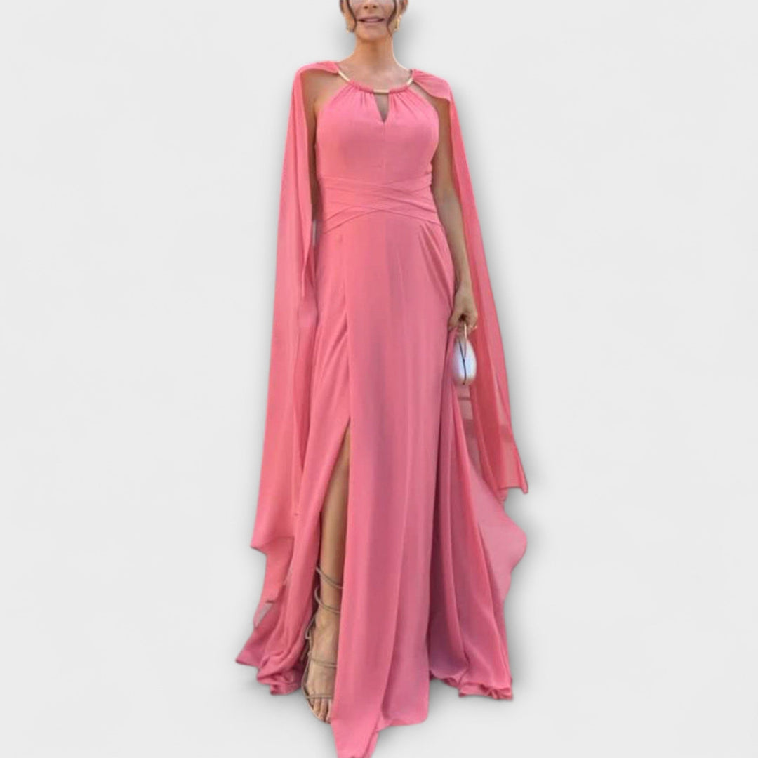 Mabel - Vestidos maxi elegantes con abrigo y apertura alta