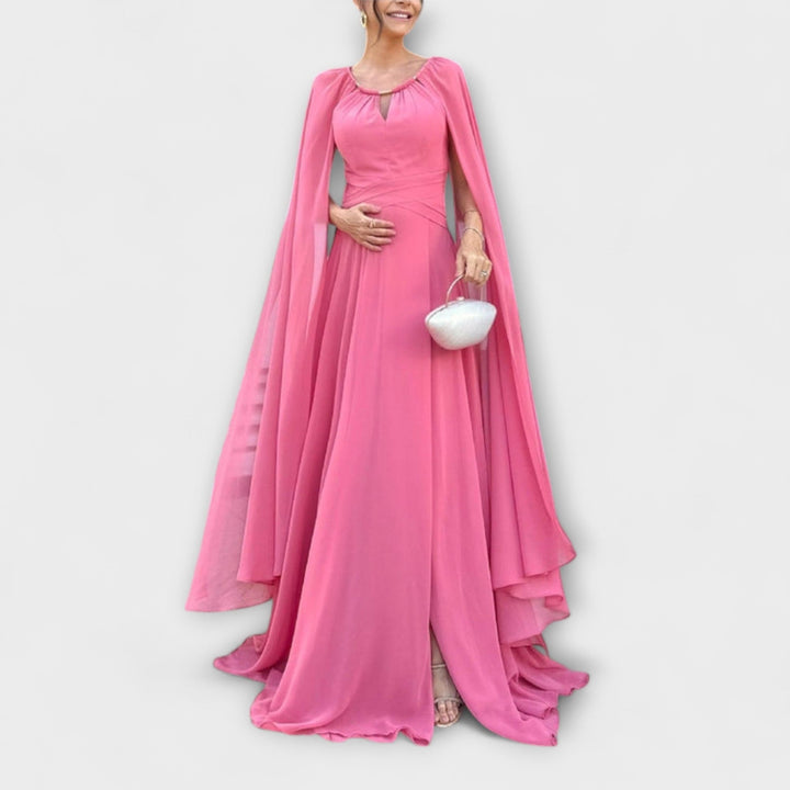 Mabel - Vestidos maxi elegantes con abrigo y apertura alta