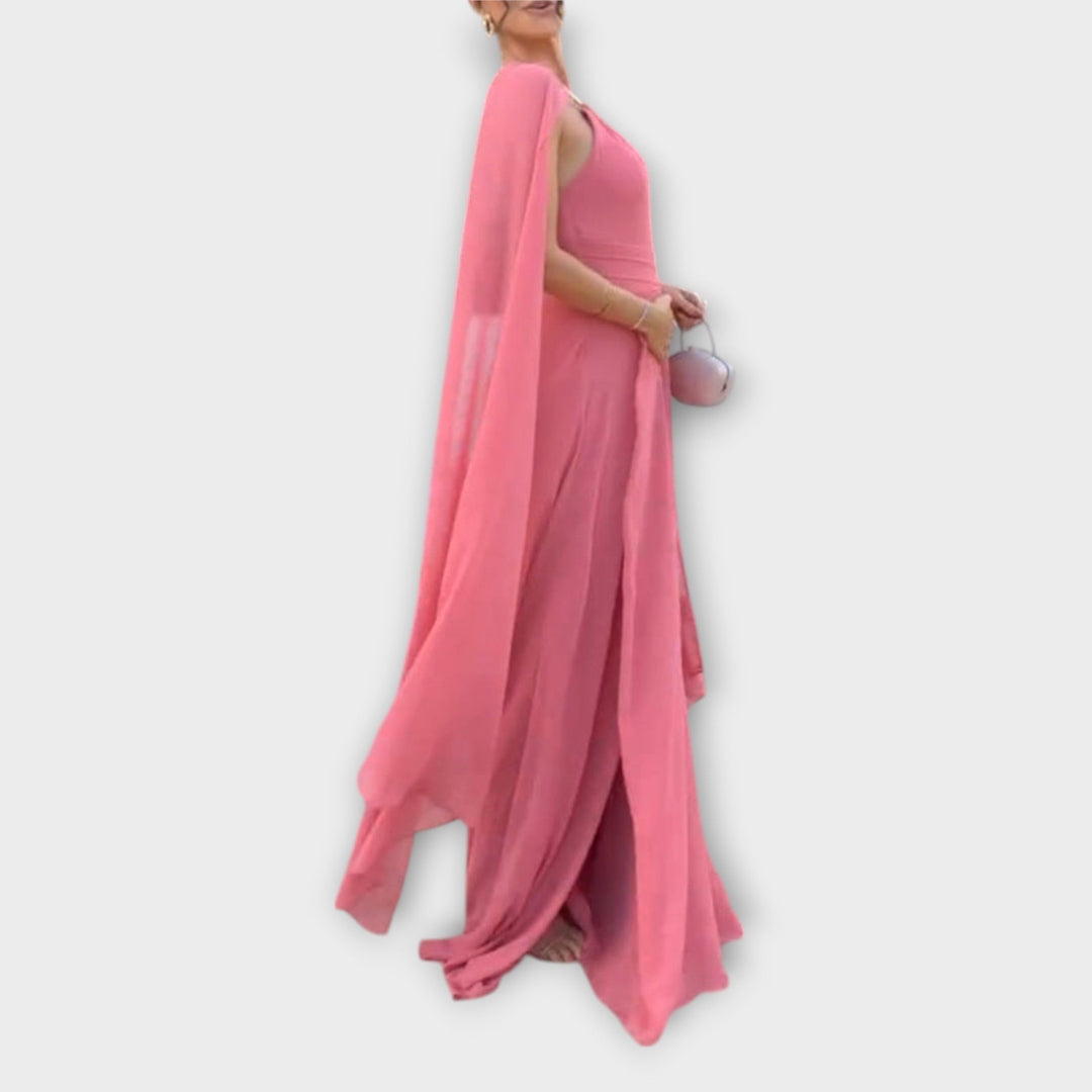 Mabel - Vestidos maxi elegantes con abrigo y apertura alta