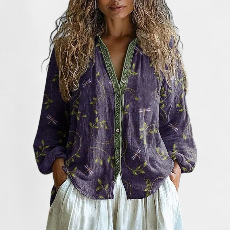 Sofía – Blusa casual con estampado natural