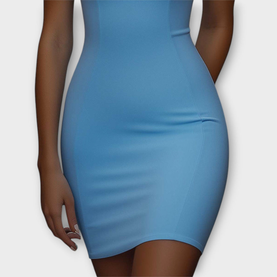Maja - vestido mini azul elástico de tipo bodycon