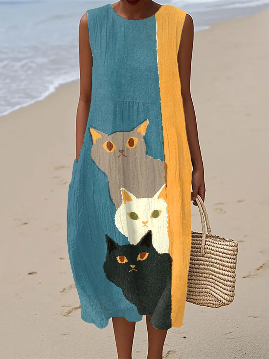 Paisley | Arte de Gatos Divertidos en Vestido Vintage