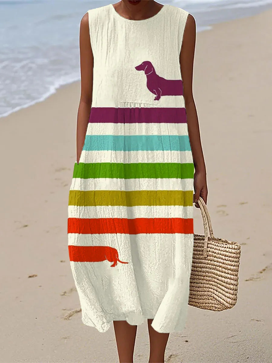 Audrey | Vestido Midi con Diseño de Perro Salchicha