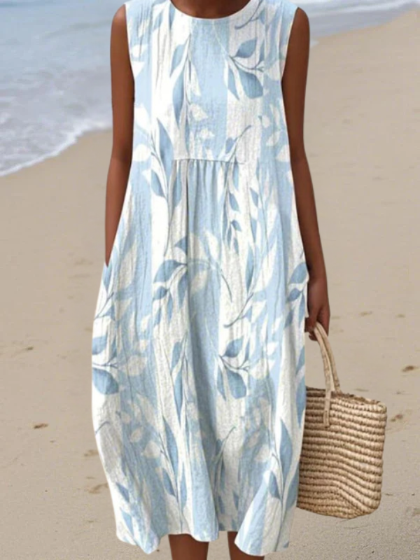 Alegría | Midi Dress with Leaf Print