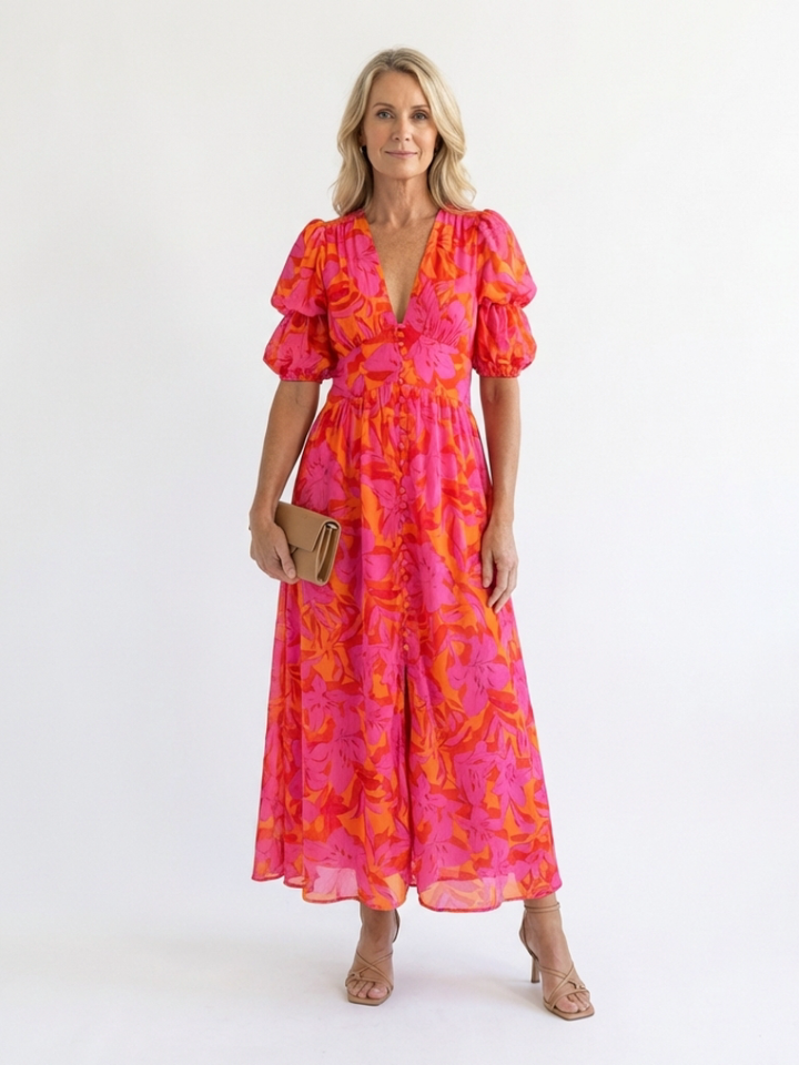 Willow | Vestido Midi Floral con Escote en V y Mangas Abullonadas" can be rewritten as:

"Willow | Vestido Midi Floral con Escote en V y Mangas Abullonadas Elegantes