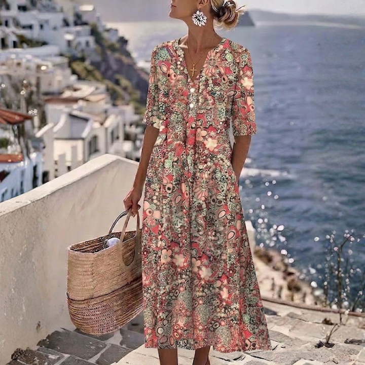 Janice™ | Vestido Midi Elegante de Verano con Diseño Cubre Abdomen