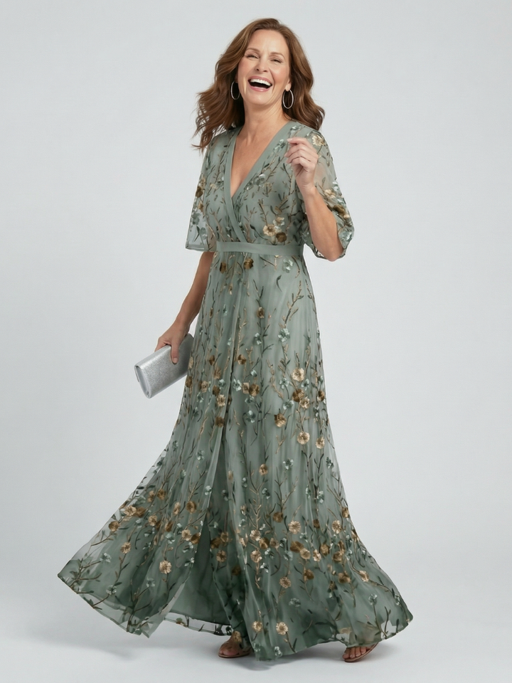 Valeria™ | Vestido maxi halter floral