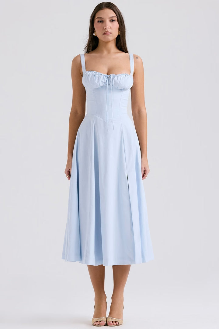 AURORA - VESTIDO MIDI CON CORSÉ Y CORDONES