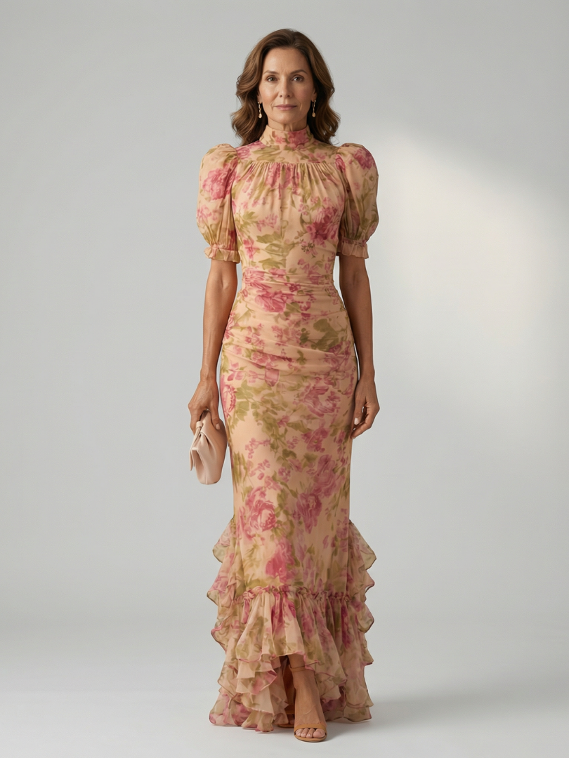 Elena™ | Vestido Maxi de Escote Alto