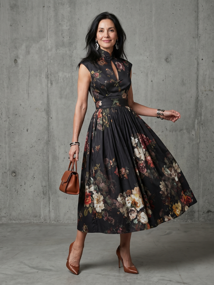 Pilar™ | Vestido midi plisado floral