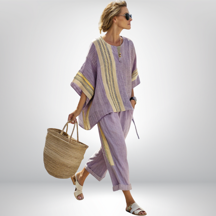 Daisy™ | Conjunto boho a rayas