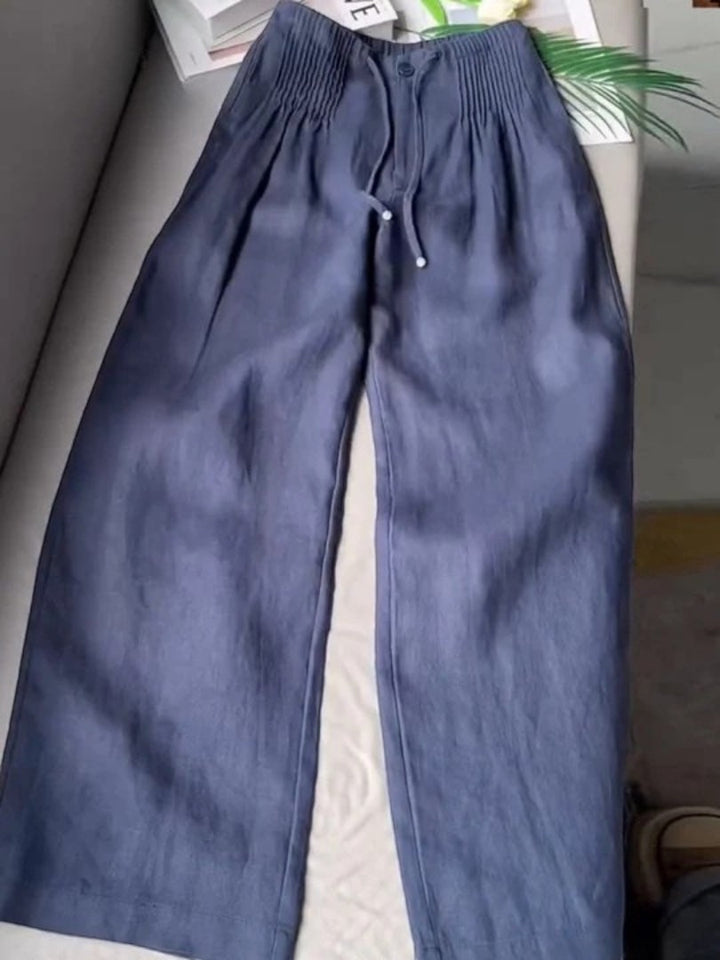 Camille™ | Pantalones de pernera ancha de algodón-lino