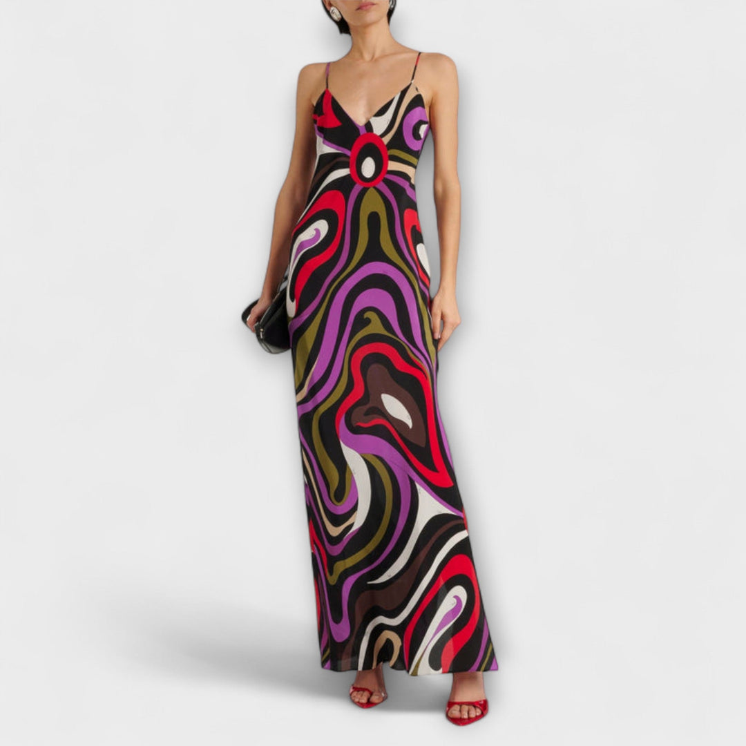 Daphne - Vestido maxi con estampado de mármol