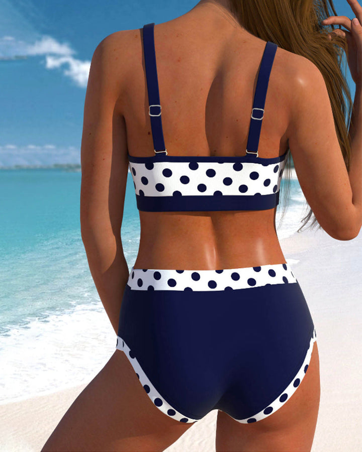 Liesbeth - Bikini de cintura alta con estampado de parches y lunares