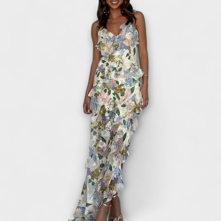 Indie - Vestido con volantes y estampado