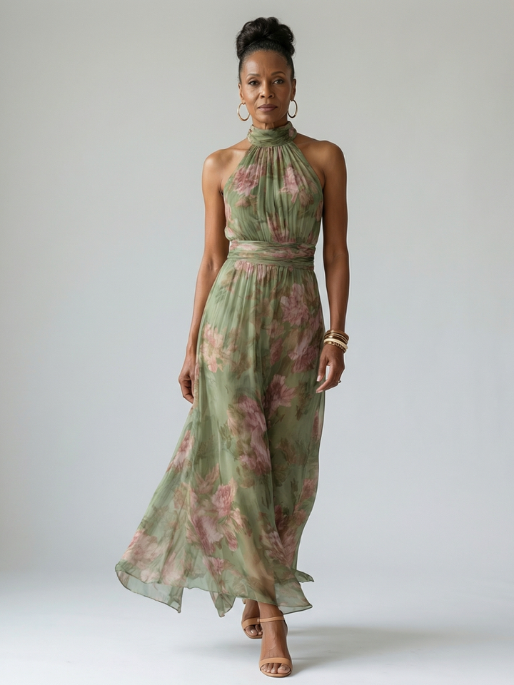 Sofía™ | Vestido midi con cuello halter