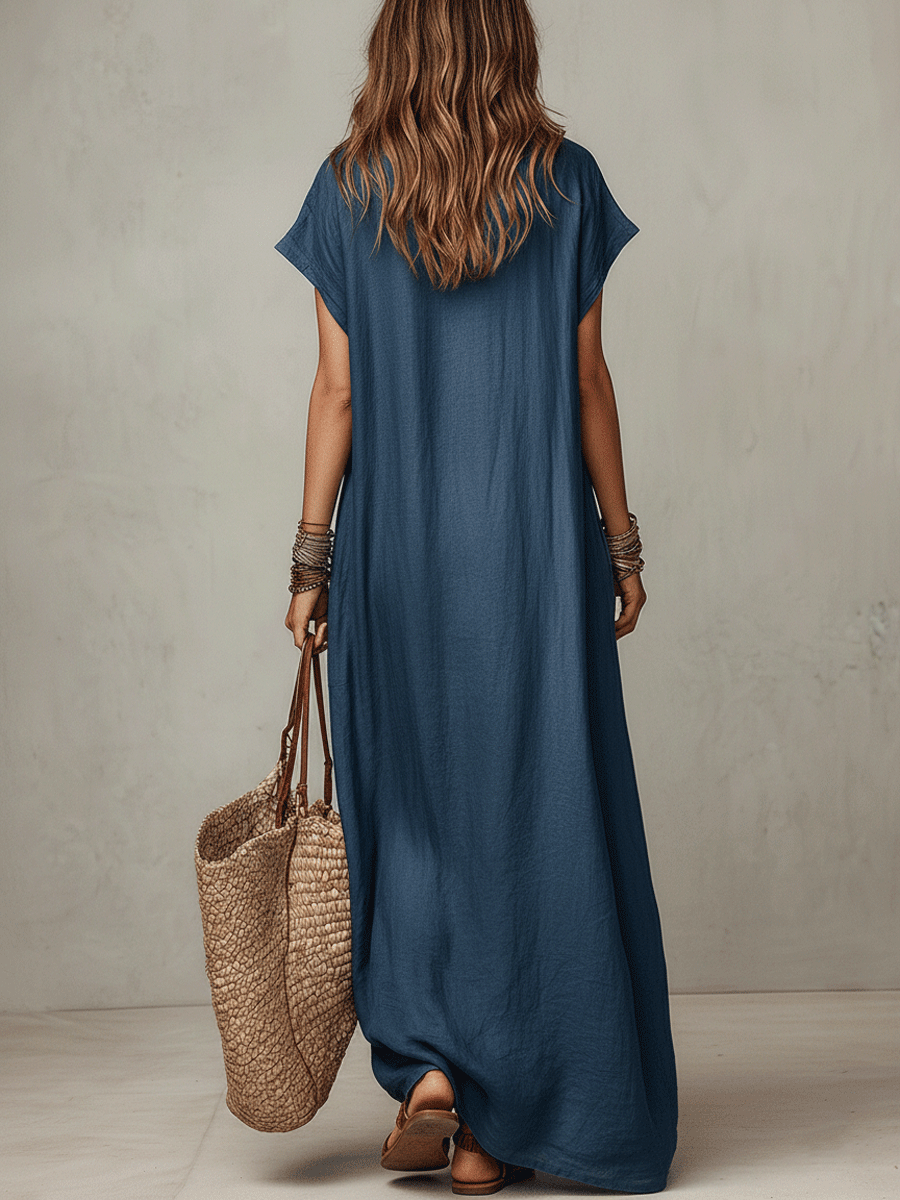 Vestido maxi bohemio de caída fluida sin esfuerzo