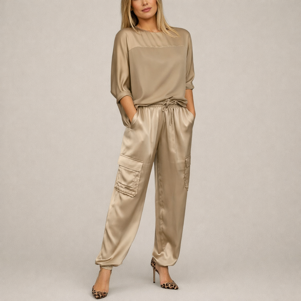 Clara™ | Conjunto satinado holgado estilo cargo