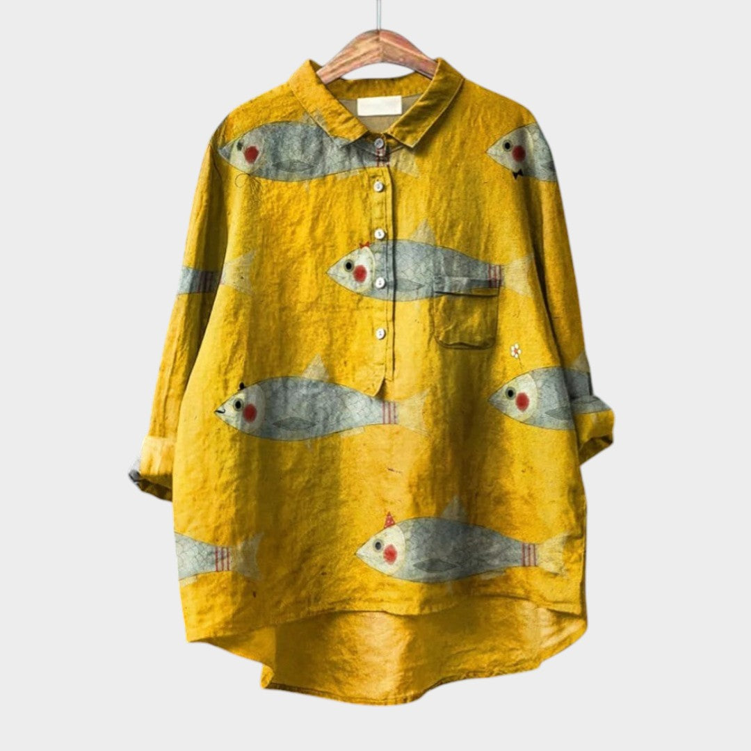 Gisèle™ | Blusa de lino atemporal con estampado