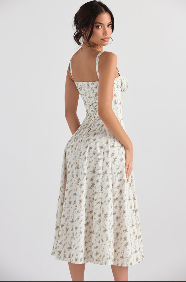 AURORA - VESTIDO MIDI CON CORSÉ Y CORDONES