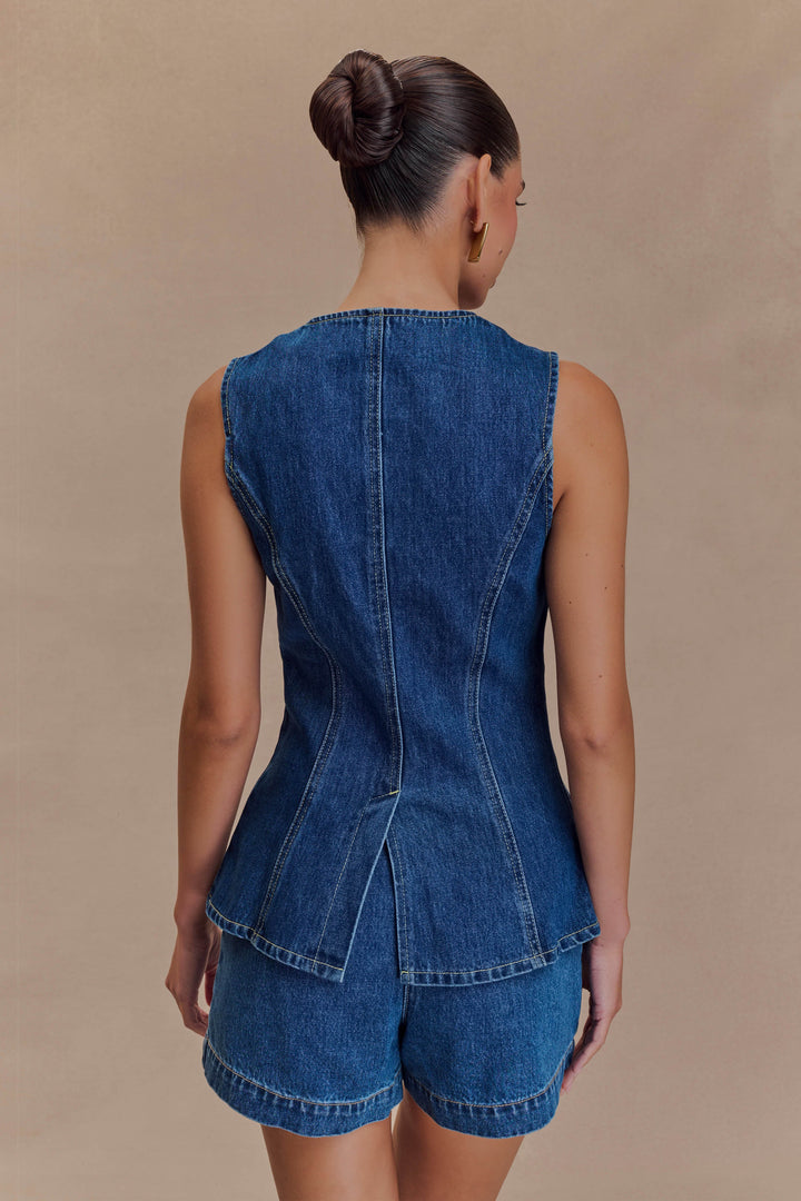 Top Vaquero con Botones Abel - Azul Oscuro