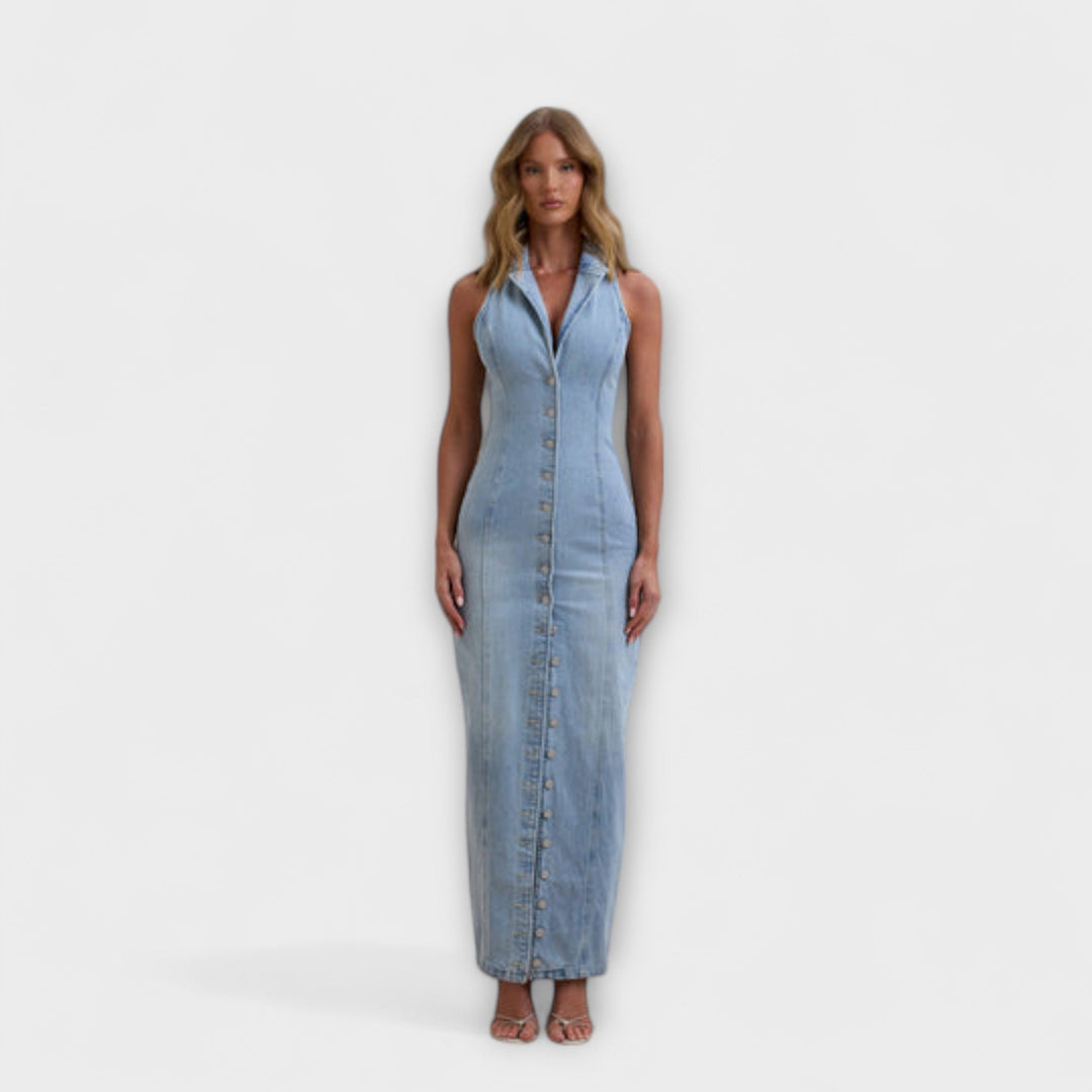 Lacey - Vestido maxi de denim con lavado delicado