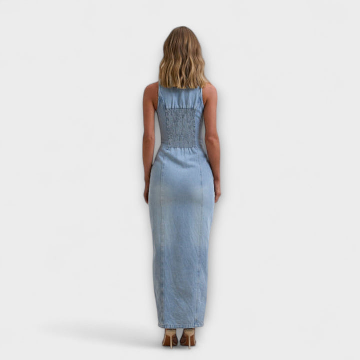 Lacey - Vestido maxi de denim con lavado delicado