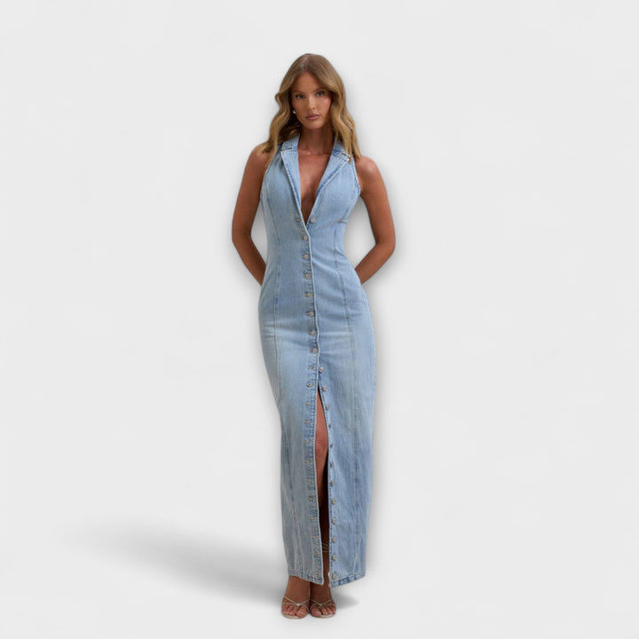 Lacey - Vestido maxi de denim con lavado delicado