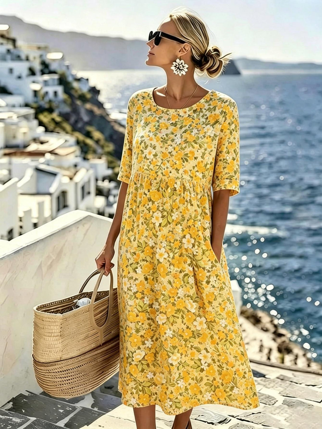 Marigold™ | Vestido midi con estampado de flores silvestres